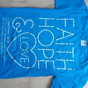 Bible verse, blue shirt